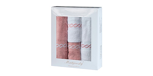 Darčekové balenie uterákov Royal Pink - ružová/biela 4 ks