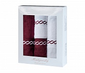 Darčekové balenie uterákov Royal Wine - vínová/biela 4 ks